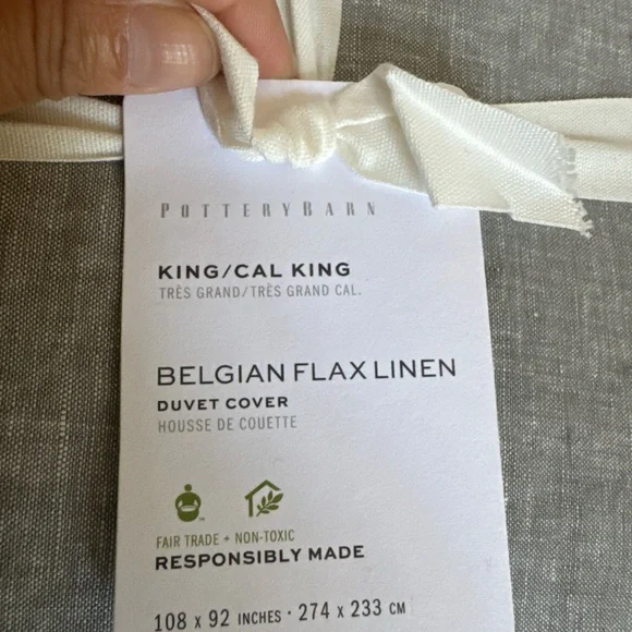 Pottery Barn Gray Belgian Flax Linen Duvet Cover - Picture 2 of 9